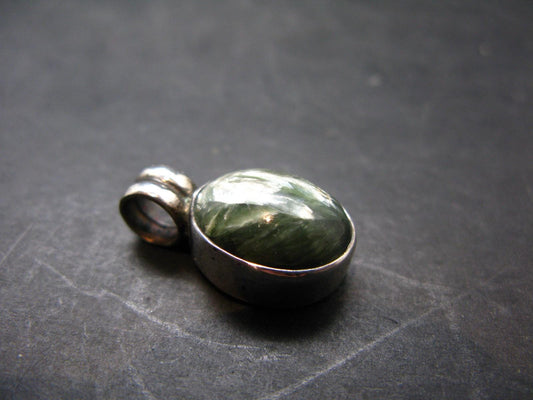 Seraphinite Clinochlore Silver Pendant From Russia - 0.9''