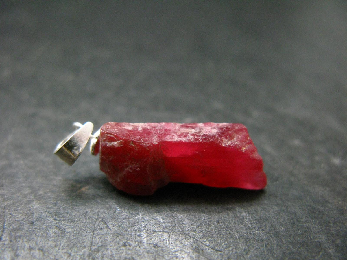 Rare Raw Rhodonite Silver Pendant From Brazil - 1.1" - 2.41 Grams