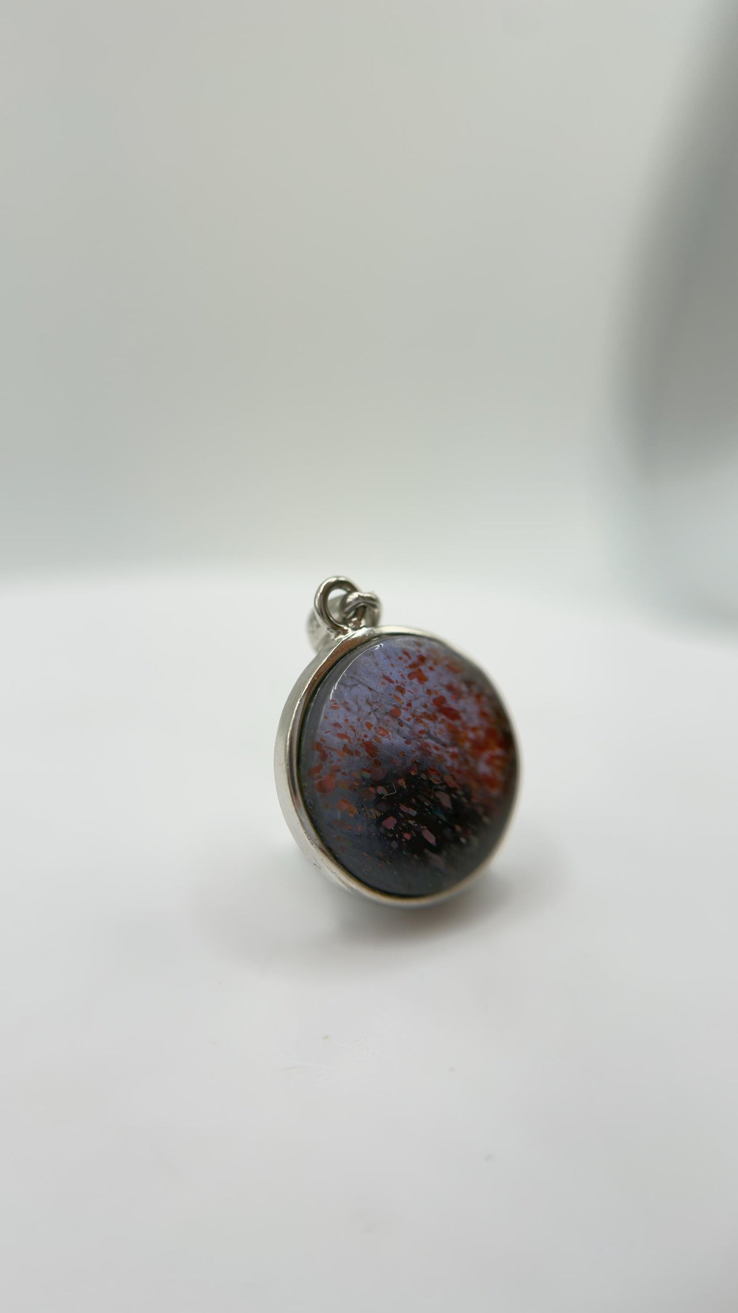 Lattice Sunstone Pendant Natural Gemstone Silver Necklace Red Green Stone Healing Crystal Jewelry Gift
