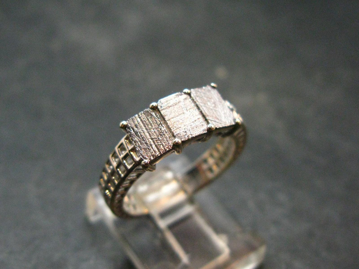 Muonionalusta Meteorite Sterling Silver Ring from Sweden - 2.94 Grams - Size 6