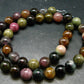 Watermelon Tourmaline Crystal Silver Necklace from Brazil - 21" - 114 Grams - 12mm Round Beads