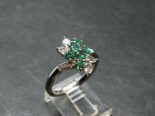 Emerald Faceted Silver Ring from Colombia - 3.75 Grams Total - Size 8.25