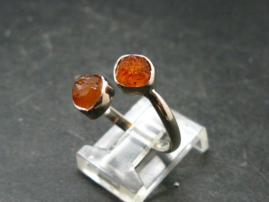 Spessartine Garnet Silver Ring From Tanzania - Size 8 - 2.45 Grams
