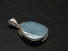 Rare Blue Larimar Pectolite Silver Plated Pendant From Dominican Republic - 1.5" - 4.61 Grams