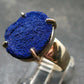 Royal Blue Rough Azurite Sterling Silver Ring From Russia - Size 8.25