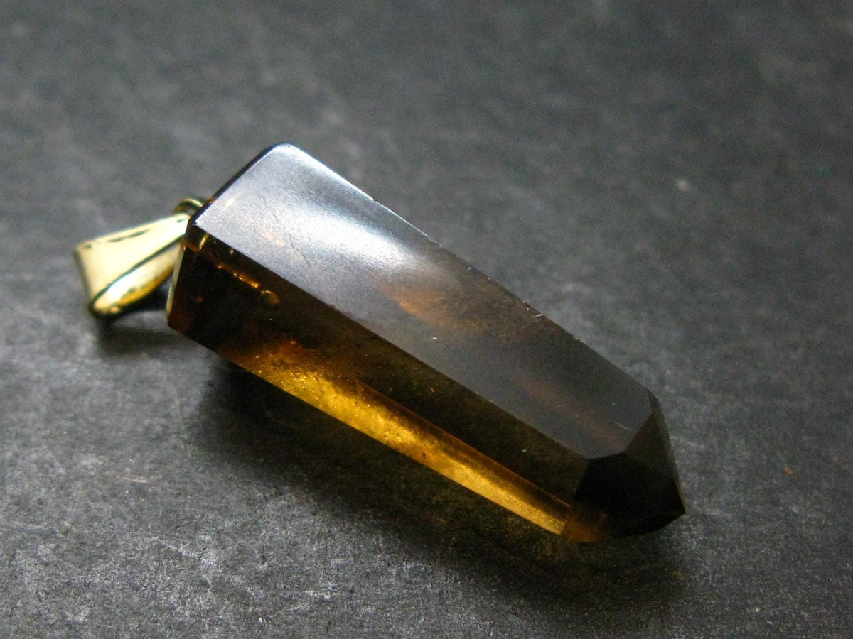 Natural Unheated Citrine Sterling Silver Gold Plated Pendant from Zambia - 1.4" - 4.69 Grams