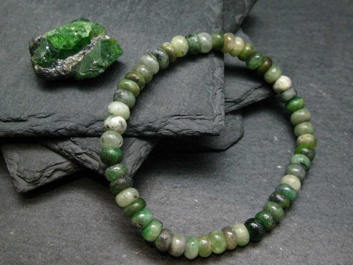 Green Garnet Tsavorite Genuine Bracelet ~ 7 Inches ~ 7mm Rondelle Beads