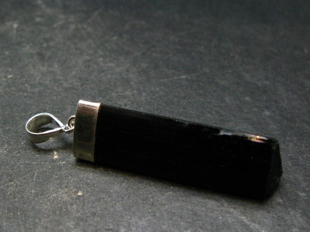 Black Tourmaline Schorl Silver Pendant From Brazil - 2.0" - 9.78 Grams