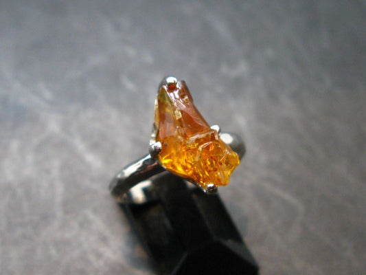 Fire Red Zincite Zinkite 925 Silver Ring from Poland - Size 7 - 4.61 Grams