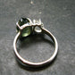 Moldavite Tektite and Herkimer Diamond Silver Ring - Size 7 - 2.69 Grams