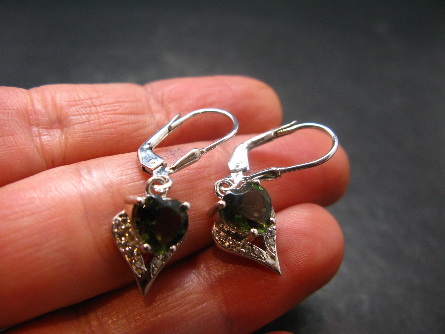 Moldavite Tektite Silver Earrings from Czech Republic - 3.47 Grams