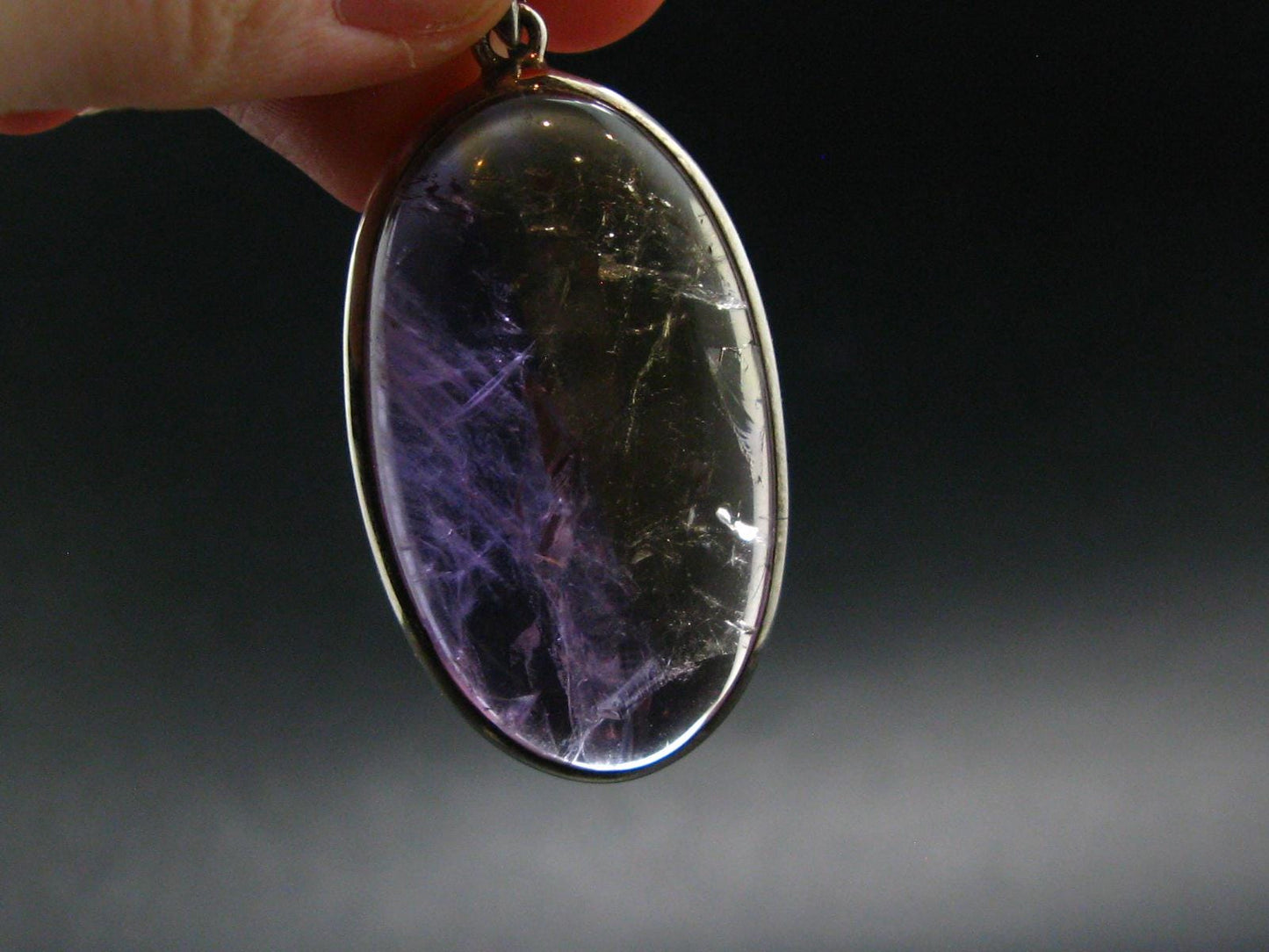 Stunning Natural Gem Ametrine Crystal Silver Pendant From Bolivia - 2.1" - 20.33 Grams