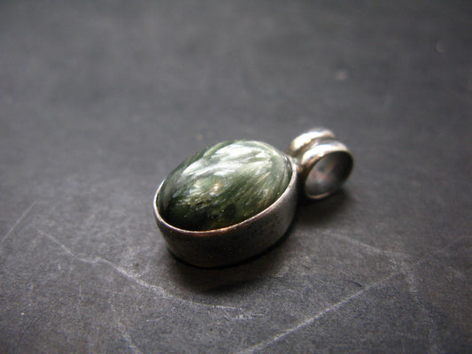 Seraphinite Clinochlore Silver Pendant From Russia - 0.9''