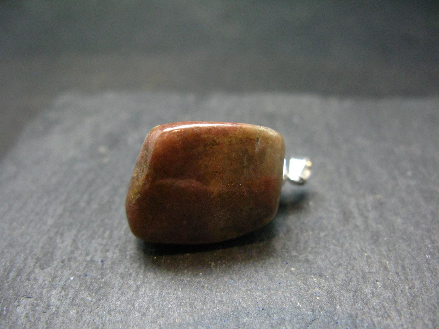 Rare Tumbled Brownish Pink Bustamite Silver Pendant with Attractive Pattern From South Africa - 1.1" - 9.58 Grams