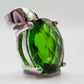 Green Helenite Oval Pendant – Sterling Silver Faceted Gemstone Necklace Pendant