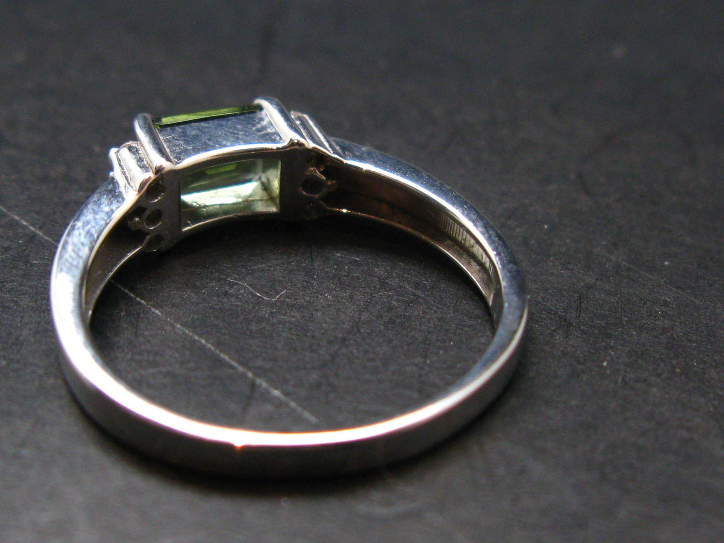 Moldavite Tektite Silver Ring from Czech Republic - Size 8.75 - 2.95 Grams