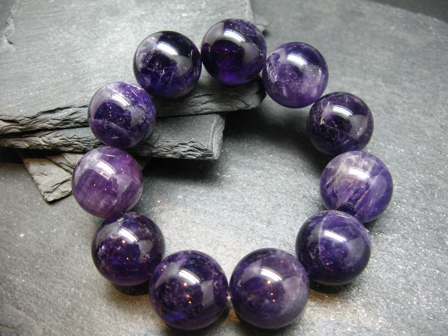 Amethyst Genuine Bracelet ~ 7 Inches ~ 20mm Round Beads
