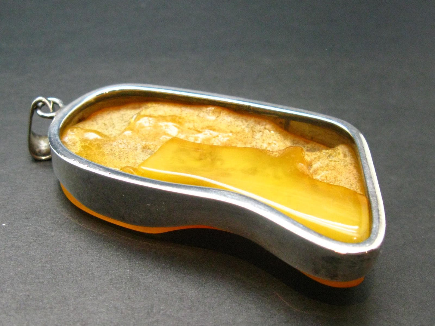 Natural Baltic Amber 925 Silver Pendant - 3.1"