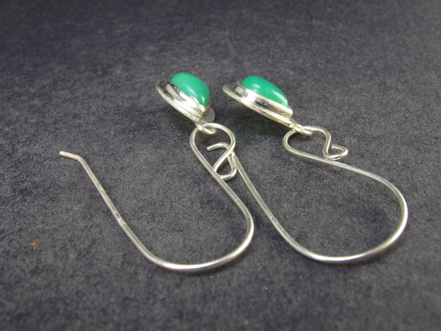 Stone of Venus!! Elegant Natural Chrysoprase 925 Sterling Silver Dangle Earrings - 3.17 Grams