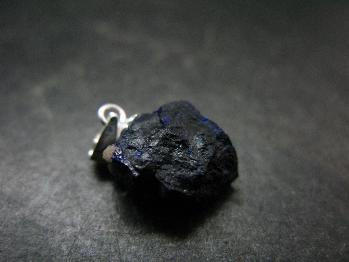 Azurite Nodule Crystal Sterling Silver Pendant from Russia - 0.7" - 2.03 Grams