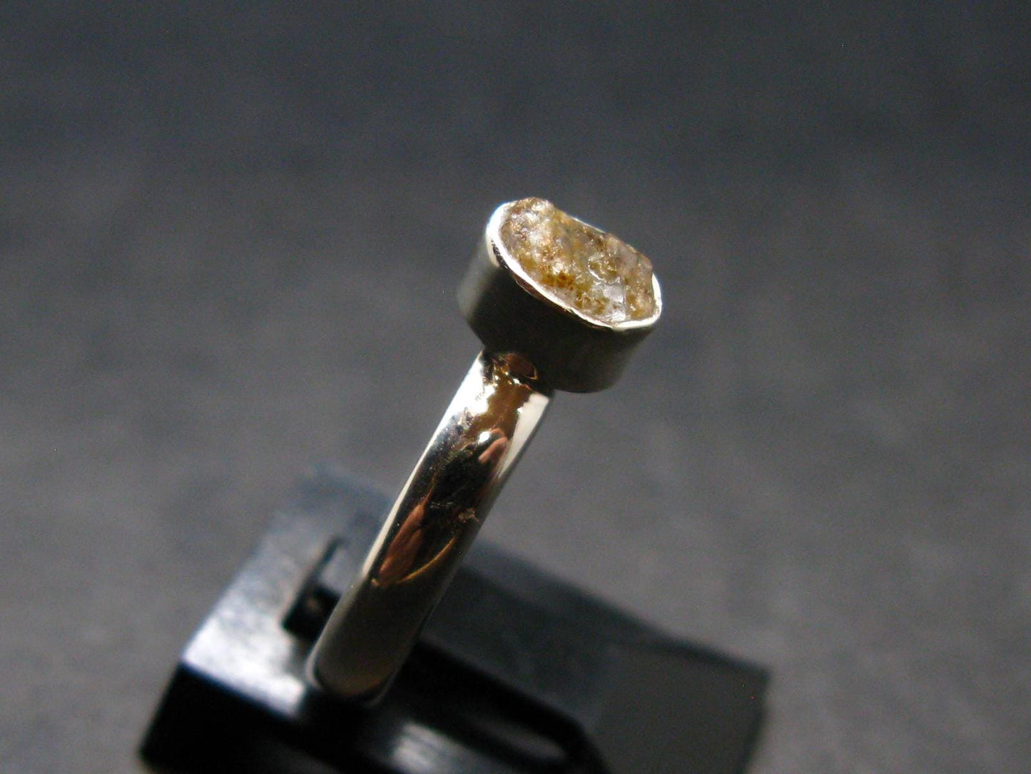 Gray Herderite Silver Ring from Africa - Size 6 - 1.73 Grams