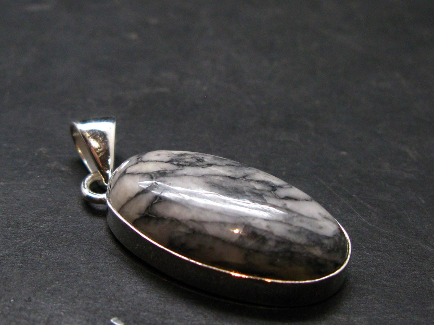 Pinolite Silver Plated Pendant from Austria - 1.5" - 5.89 Grams