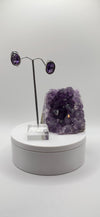Classic Amethyst Stud Earrings – Sterling Silver – Oval Cut Gemstones - Weight 7.13