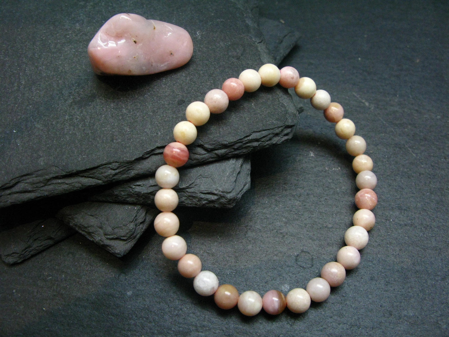 Pink Opal Genuine Bracelet ~ 6.5 Inches ~ 6mm Round Beads