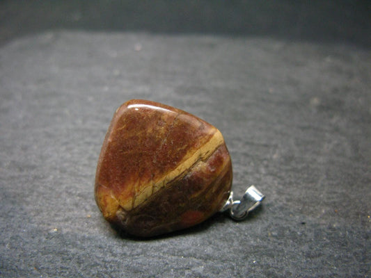 Rare Tumbled Brownish Pink Bustamite Silver Pendant with Attractive Pattern From South Africa - 1.0" - 7.23 Grams