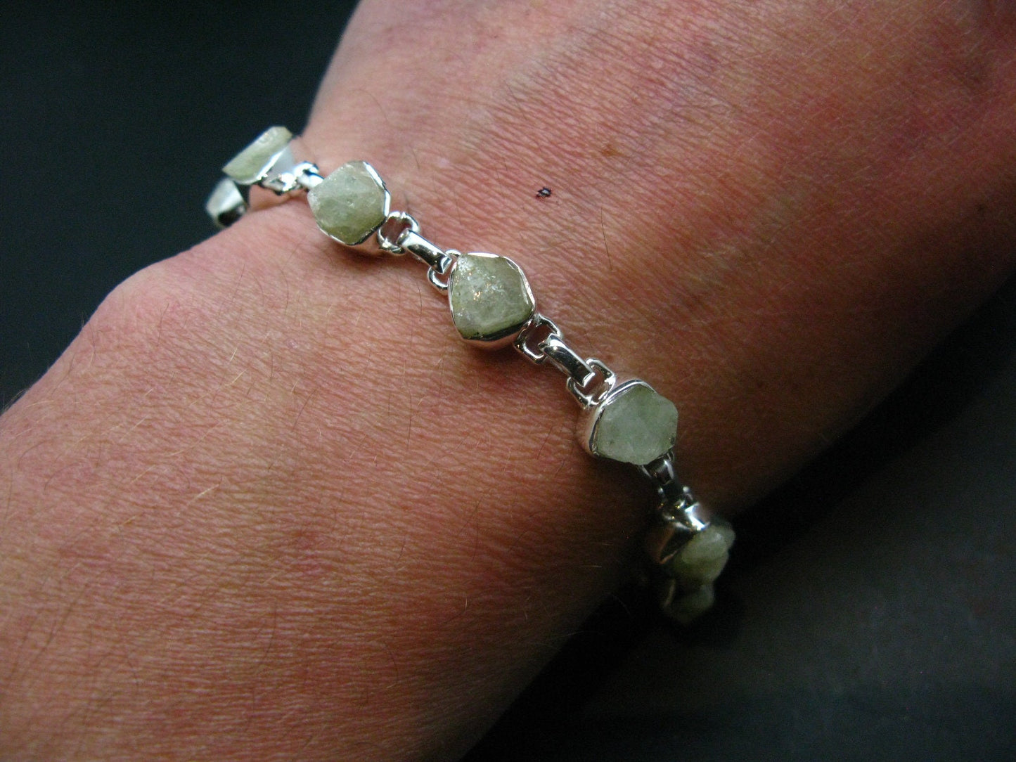 Rhodizite Rhodozite Silver Bracelet From Madagascar- 7" - 13.6 Grams