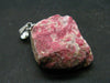 Rare Raw Deep Pink Thulite Silver Pendant From Norway - 1.2" - 5.14 Grams