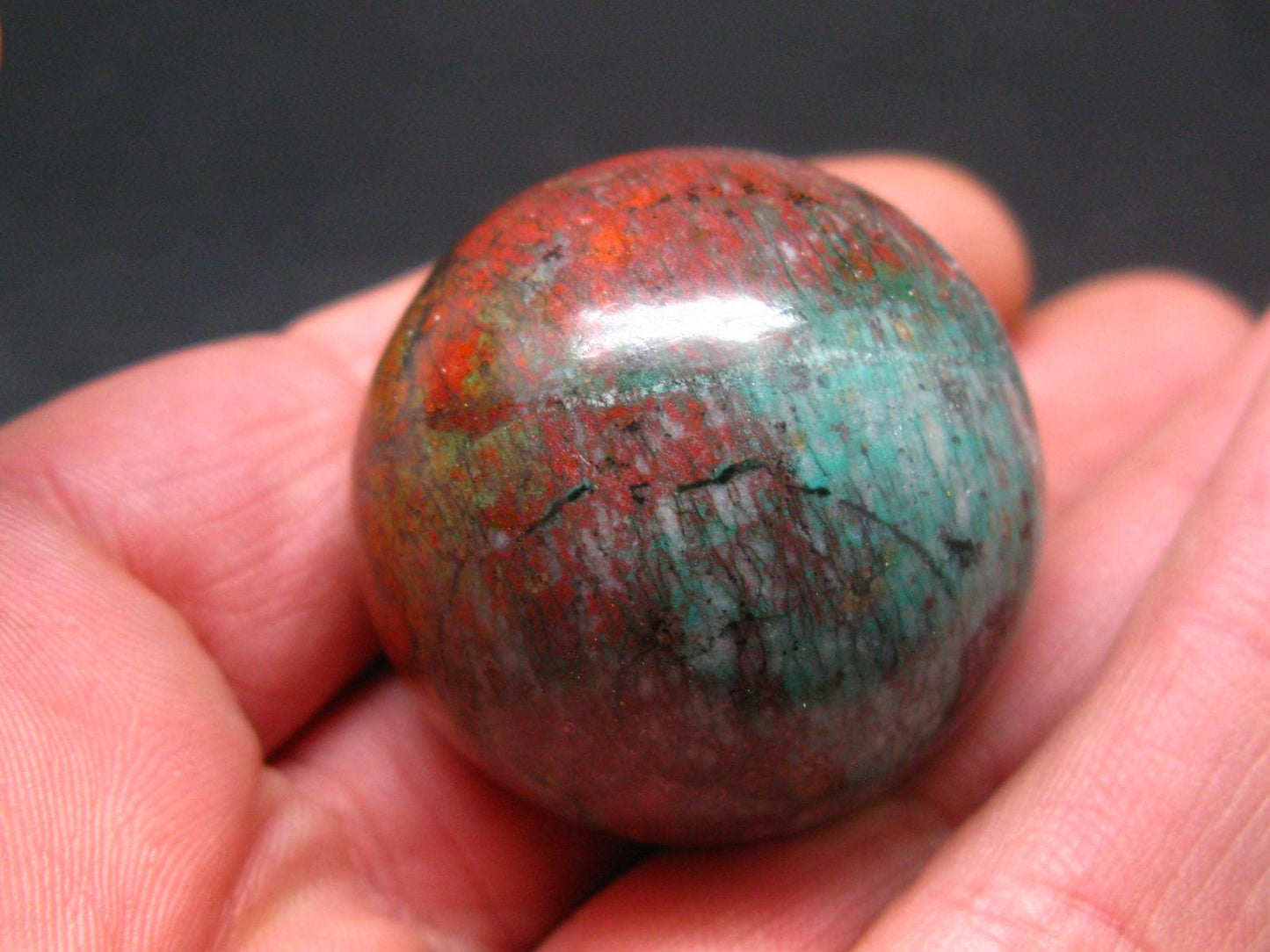 Crimson Cuprite w/ Chrysocola Sphere Ball from Mexico - 1.4" - 72.1 Grams