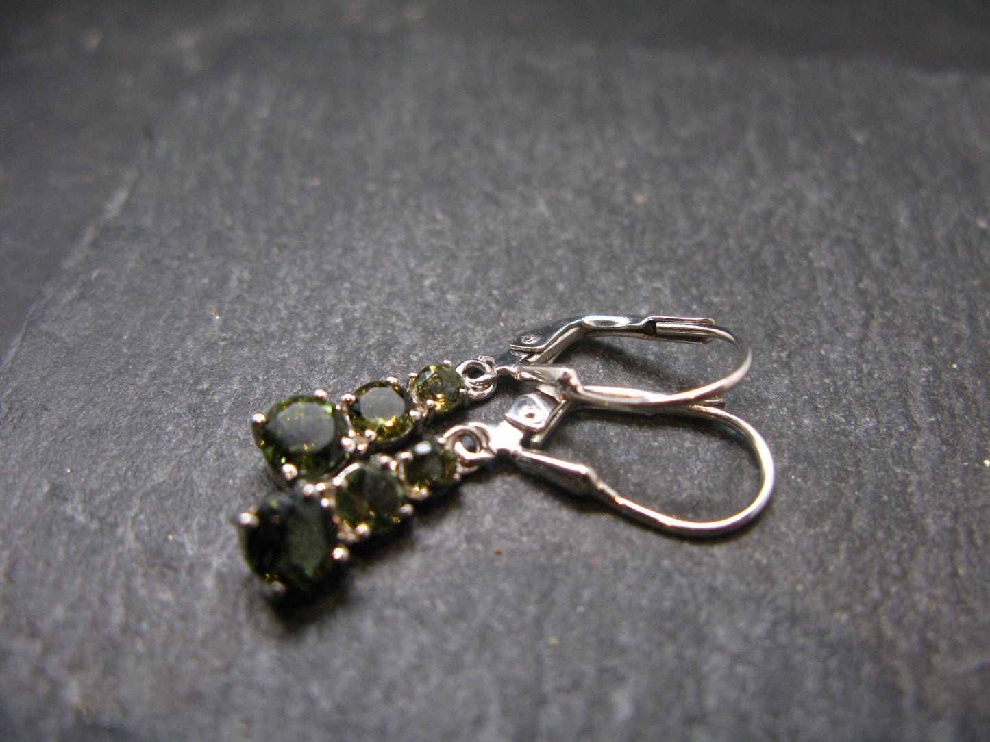 Moldavite Tektite Silver Earrings from Czech Republic - 2.20 Grams