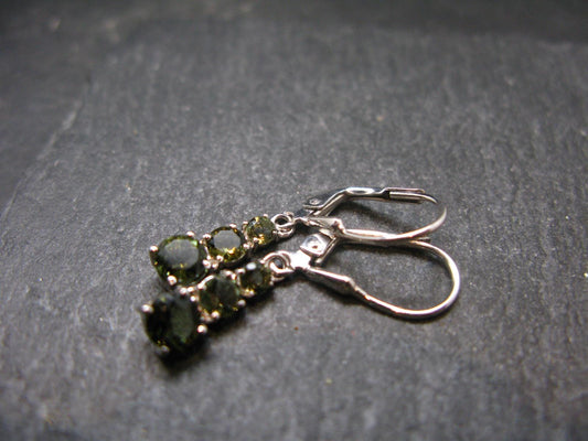 Moldavite Tektite Silver Earrings from Czech Republic - 2.20 Grams