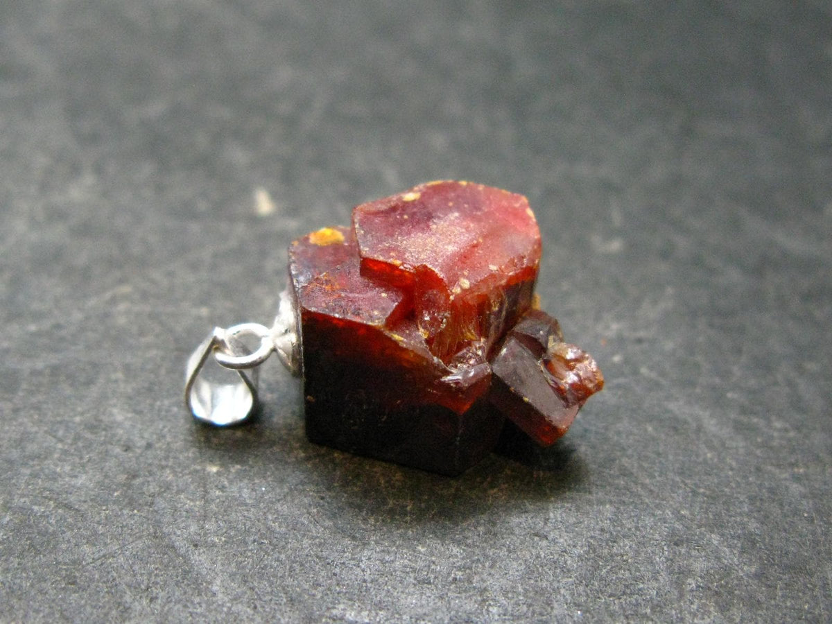 Vanadinite Crystal Silver Pendant From Morocco - 0.9" - 5.86 Grams