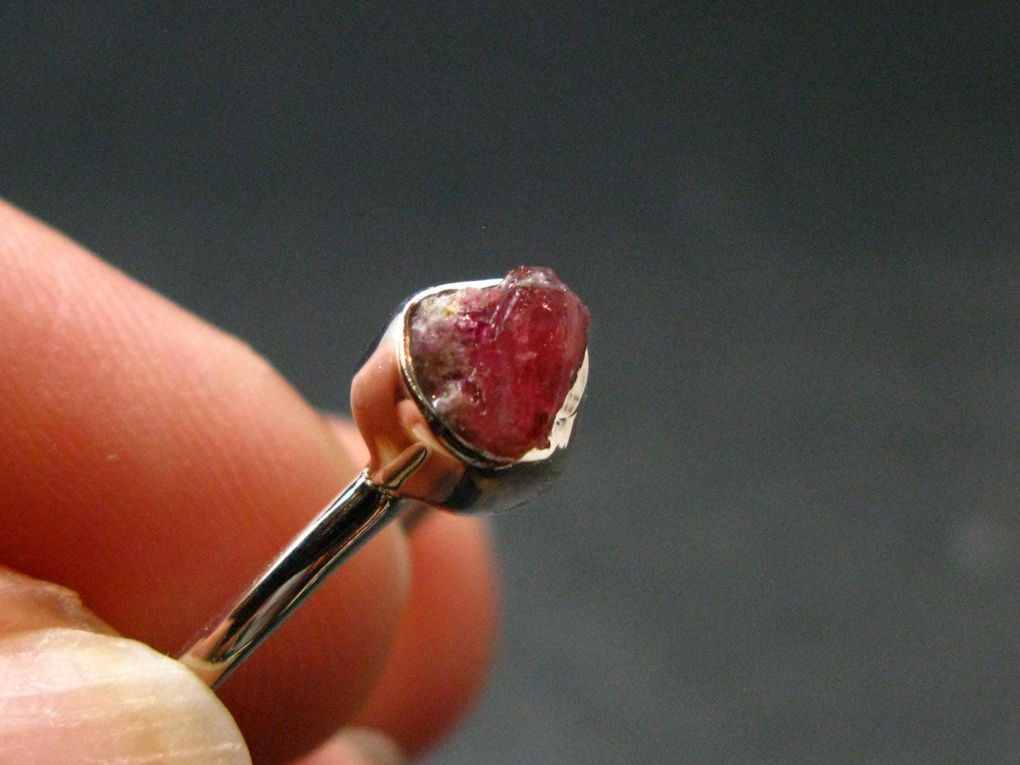 Bixbite Red Emerald Beryl Silver Ring From Utah USA - Size 8 - 1.86 Grams