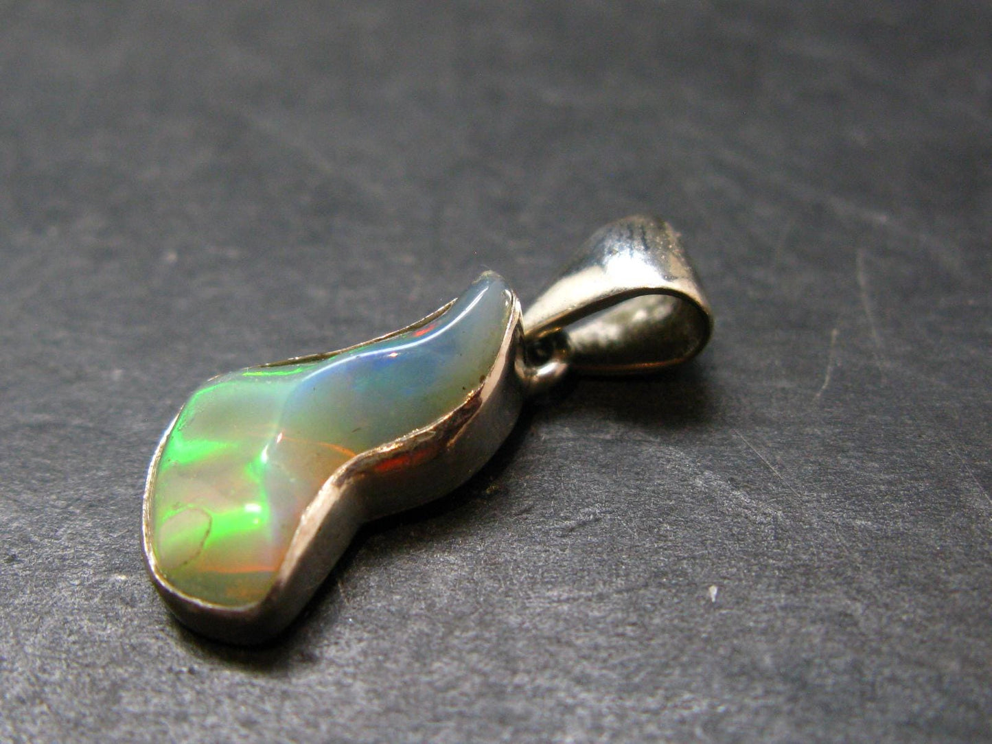 Opal Sterling Silver Pendant From Ethiopia - 0.9" - 1.83 Grams