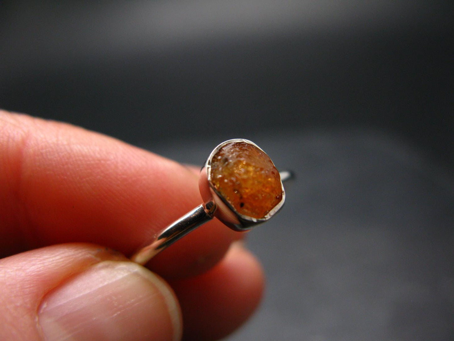 Spessartine Garnet Silver Ring From Tanzania - Size 8 - 2.05 Grams