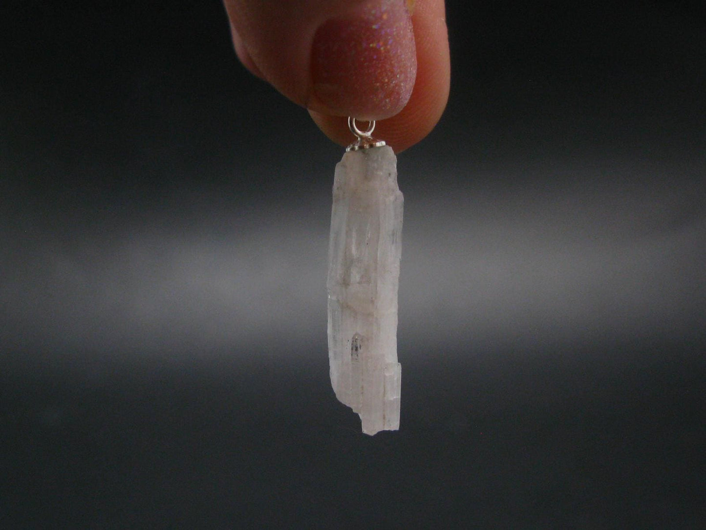 Rare Clear Natrolite Crystal Silver Pendant From Tanzania - 1.3" - 1.29 Grams