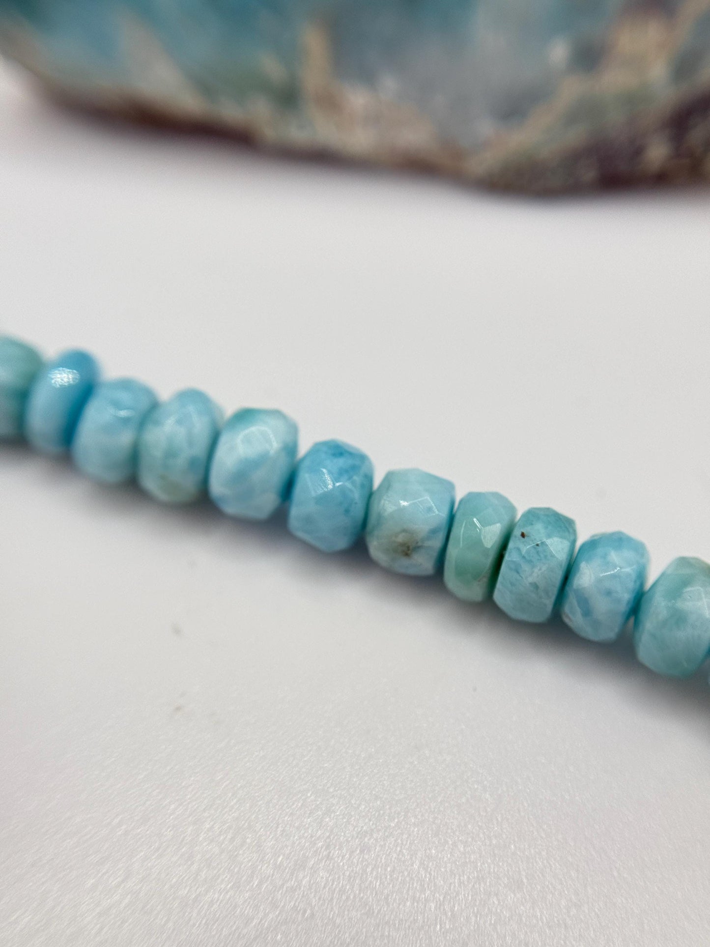 Blue Larimar Bead Necklace Natural Gemstone Necklace Ocean Style Jewelry Gift