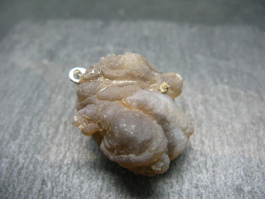 Truffle Chalcedony!! Spheroidal Chalcedony Nodules Crystal Silver Pendant From Morocco - 1.3"