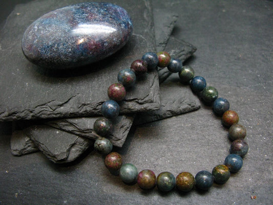Ruby in Kyanite Genuine Bracelet ~ 7 Inches ~ 8mm Round Beads