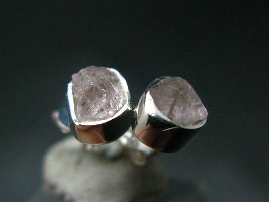 Morganite Pink Beryl Crystal Sterling Silver Stud Earrings From Brazil