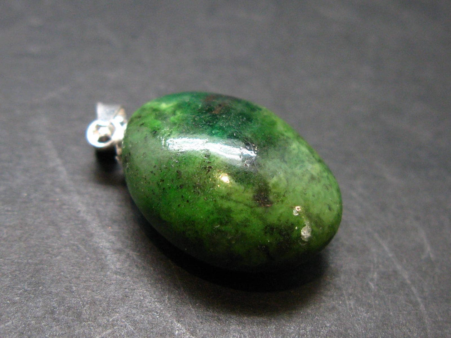 Tsavorite Gem Green Garnet Sterling Silver Pendant From Tanzania - 0.9" - 4.35 Grams