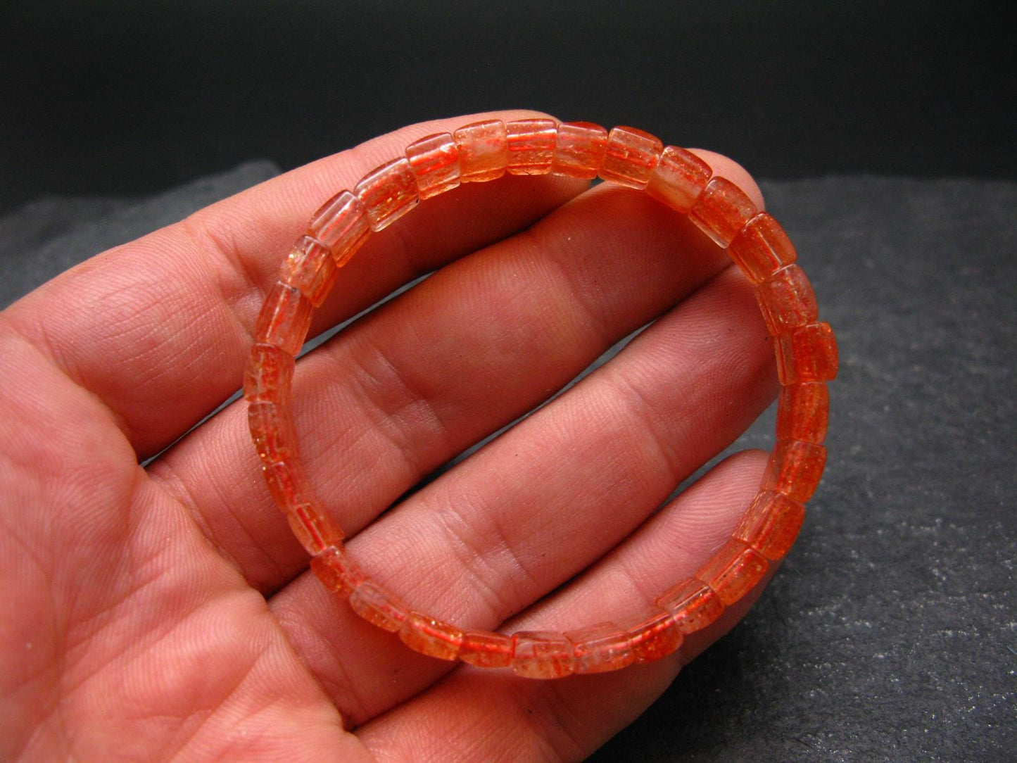 Sunstone Genuine Bracelet ~ 7 Inches ~ 9mm Squared Beads