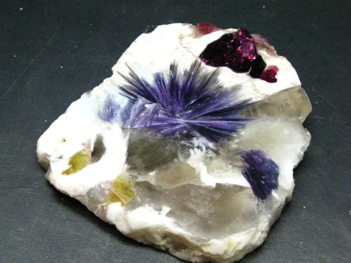 Stunning Tourmaline & Lepidolite in Quartz Slice From Russia - 4.6"
