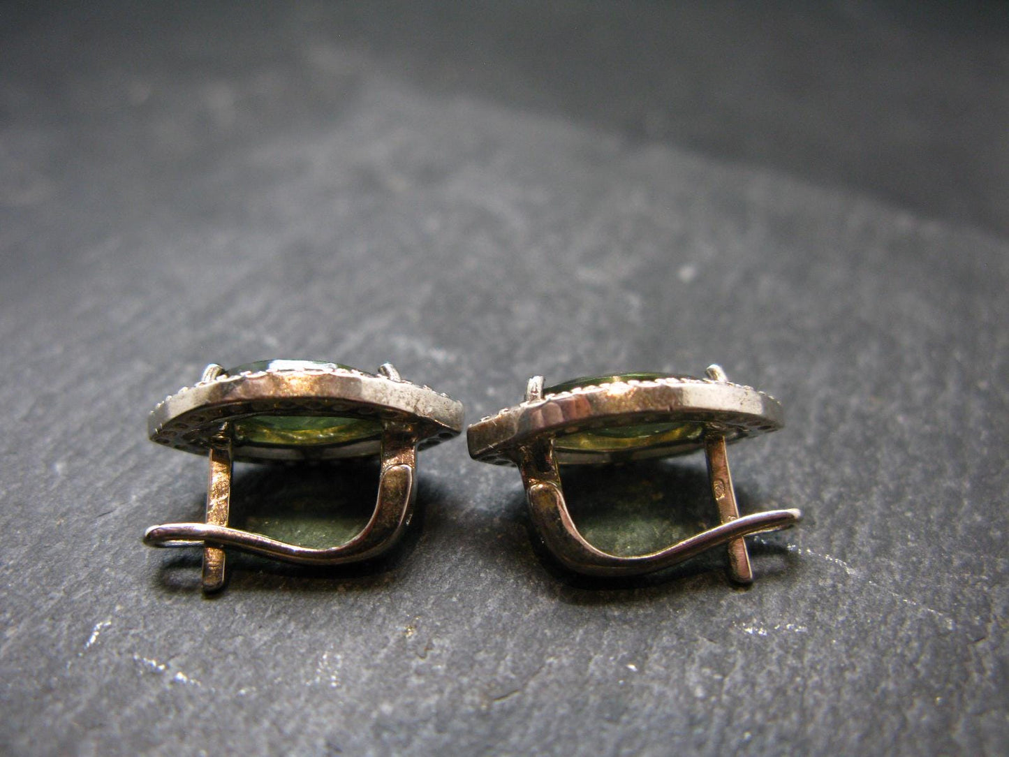 Moldavite Tektite Silver Earrings from Czech Republic - 4.86 Grams