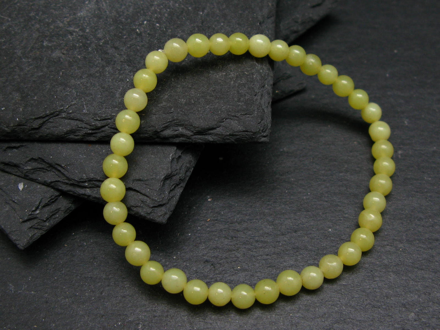 Healerite Serpentine Genuine Bracelet ~ 6.5 Inches ~ 4mm Round Beads