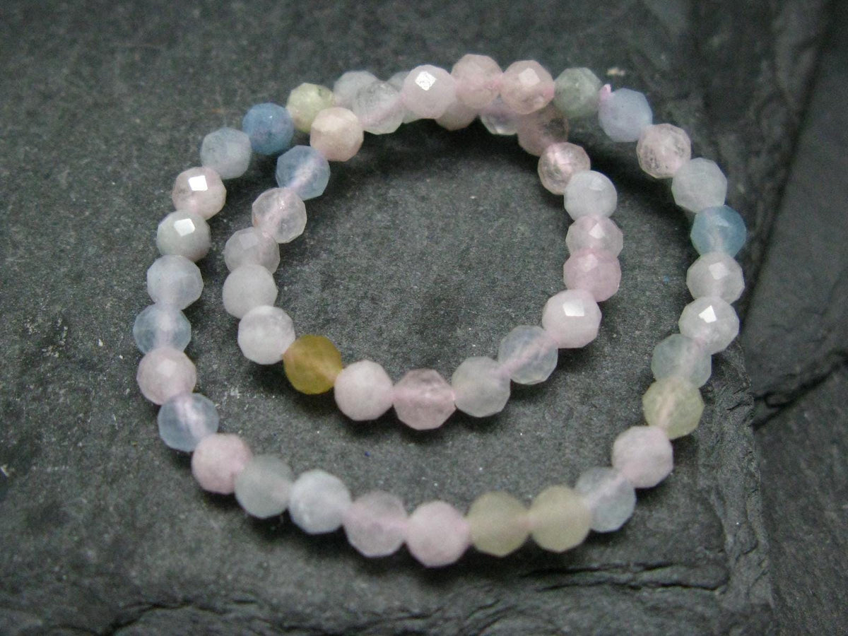 Aquamarine & Morganite Genuine Bracelet ~ 7 Inches ~ 4mm Facetted Beads