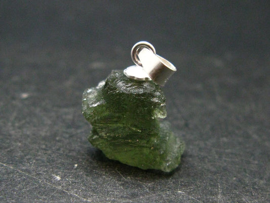 Moldavite Tektite Silver Pendant from Czech Republic - 0.7" - 1.23 Grams